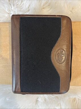 Franklin Quest Pre-Covey Greenline Black Planner with Brown Leather Trim